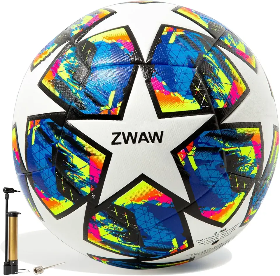 Size 5 Soccer Ball, Waterproof PU Leather, Official Match Ball, with Pump & Needles