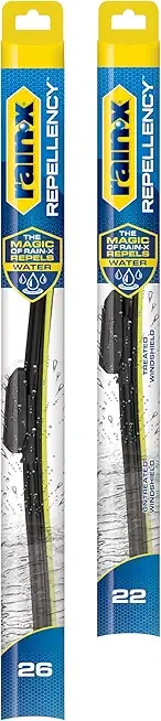 Rain-X 810356 Repellency Water Repellent Wiper Blades, 26" & 22" Windshield Wipers, All Weather Streak-Free for Enhanced Visibility w/Water Repellency Formula [Amazon Exclusive]