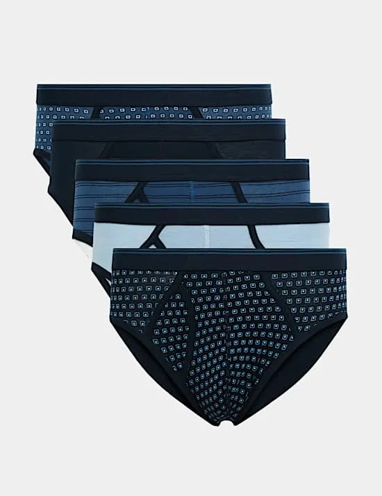 5 Pack Cotton Stretch Assorted Pattern Briefs