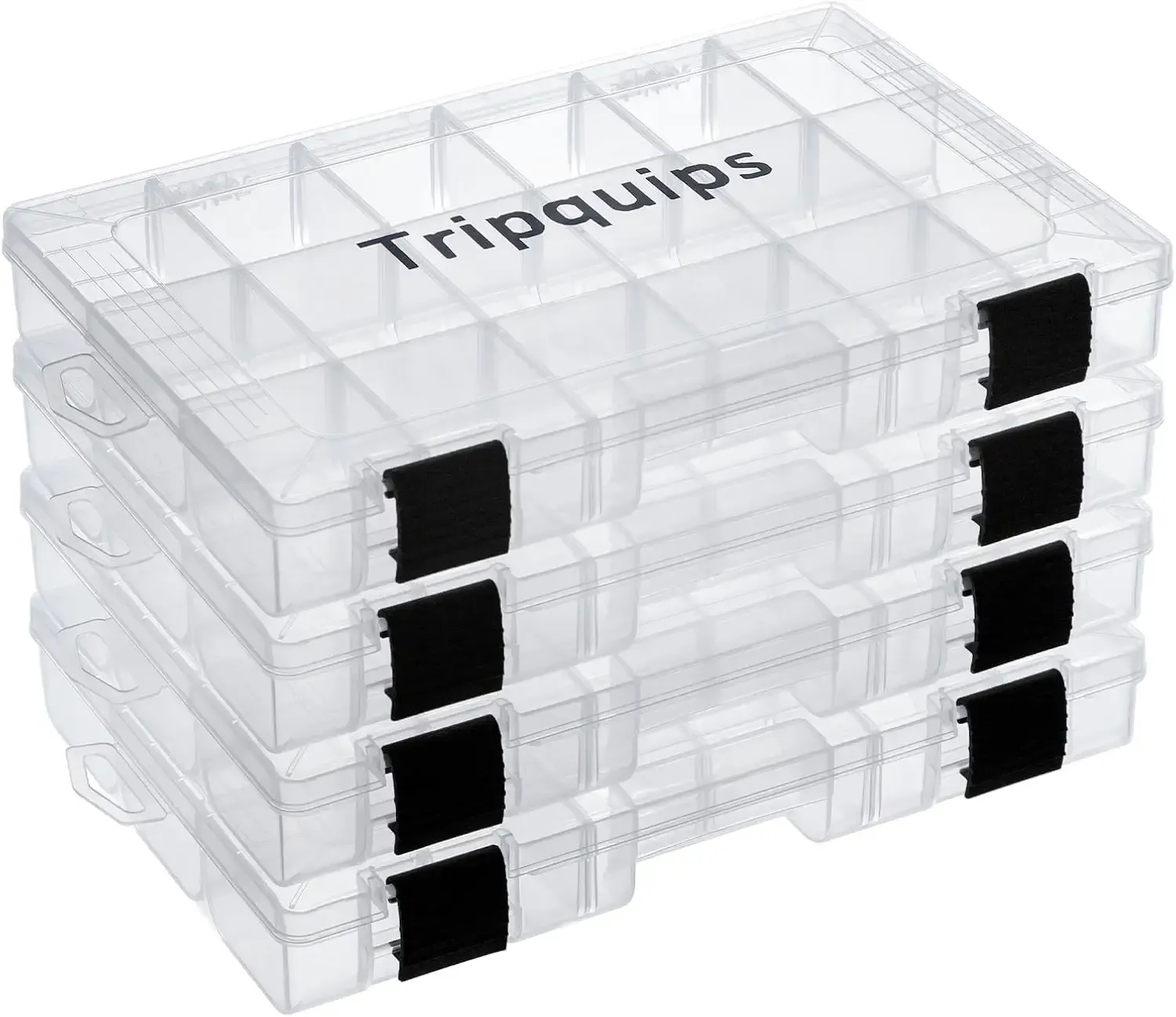 Tripquips 3600 Tackle Trays, Plastic Storage Organizer Box with Removable Dividers - Tackle Boxes - Fishing Tackle Storage - 3700 Tackle Trays - 2 Packs/4 Packs Box Organizer