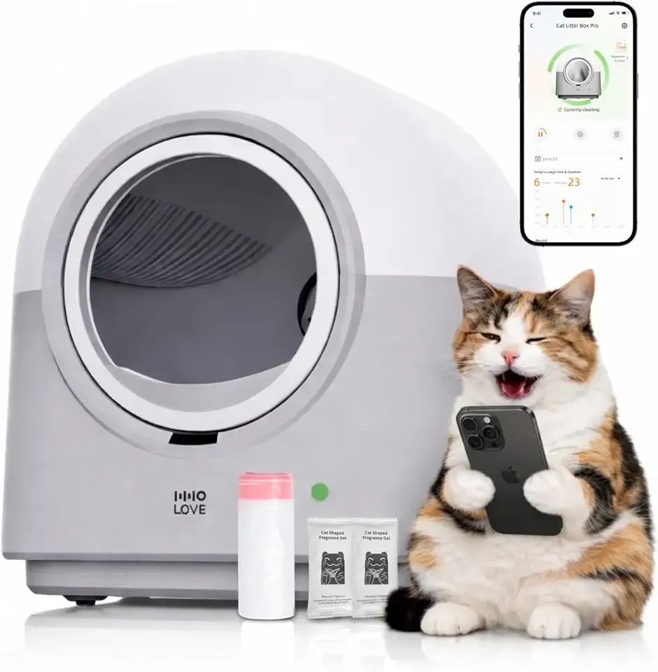HHOLOVE Self Cleaning Litter Box Automatic with Safety Sensors, Odor Control, Real-Time Health & Weight Monitor, Ultra-Quiet, 60L Large Capacity for Multiple Cats, 2026 Version