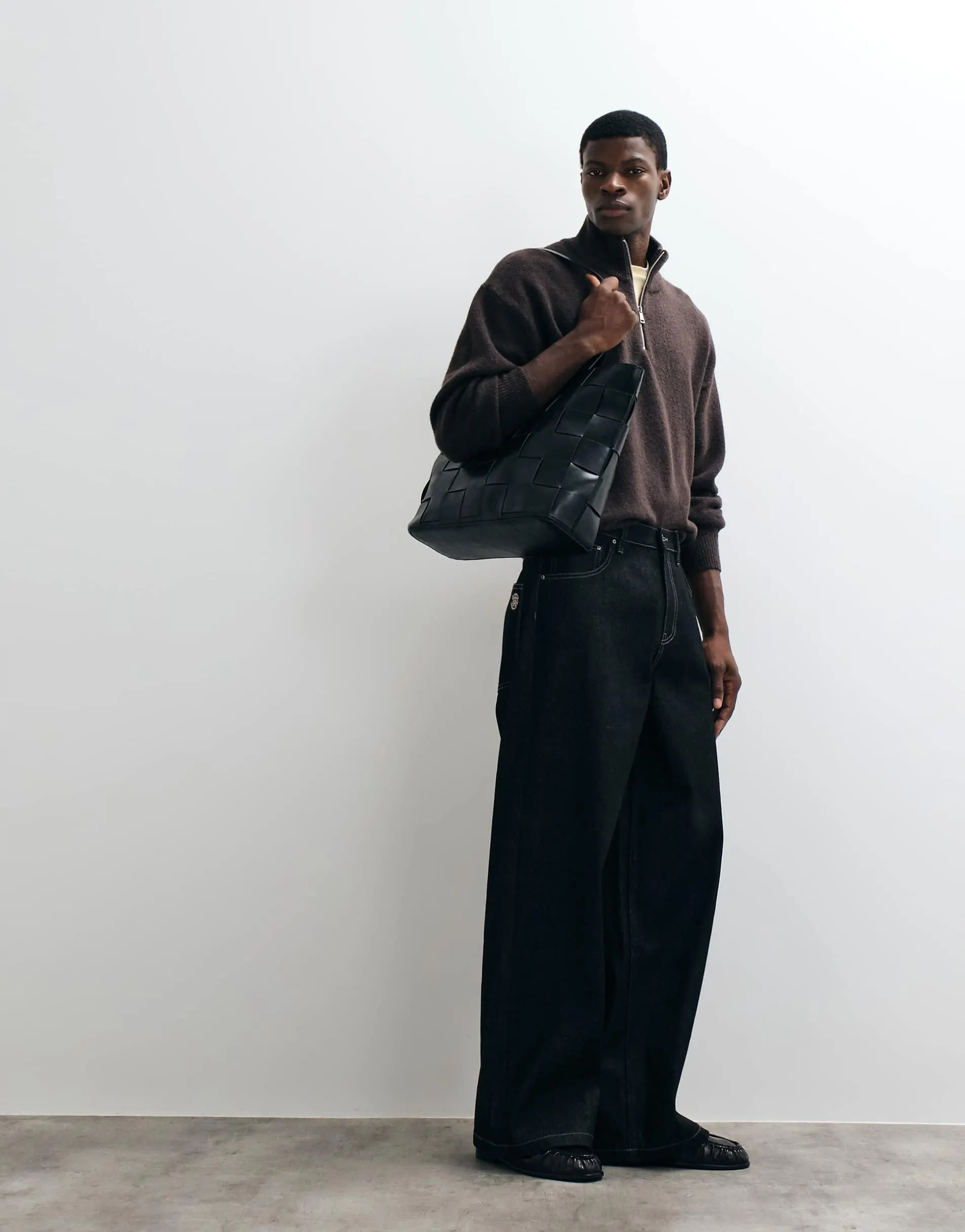 ASOS DESIGN extreme baggy jeans in raw black denim with embroidery and contrast stitch