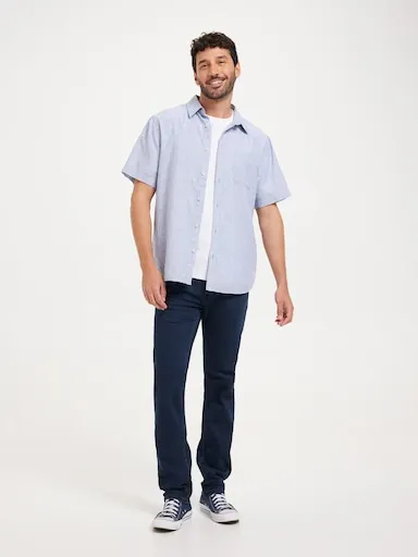 Just Jeans Short Sleeve Linen Blend Cd Shirt