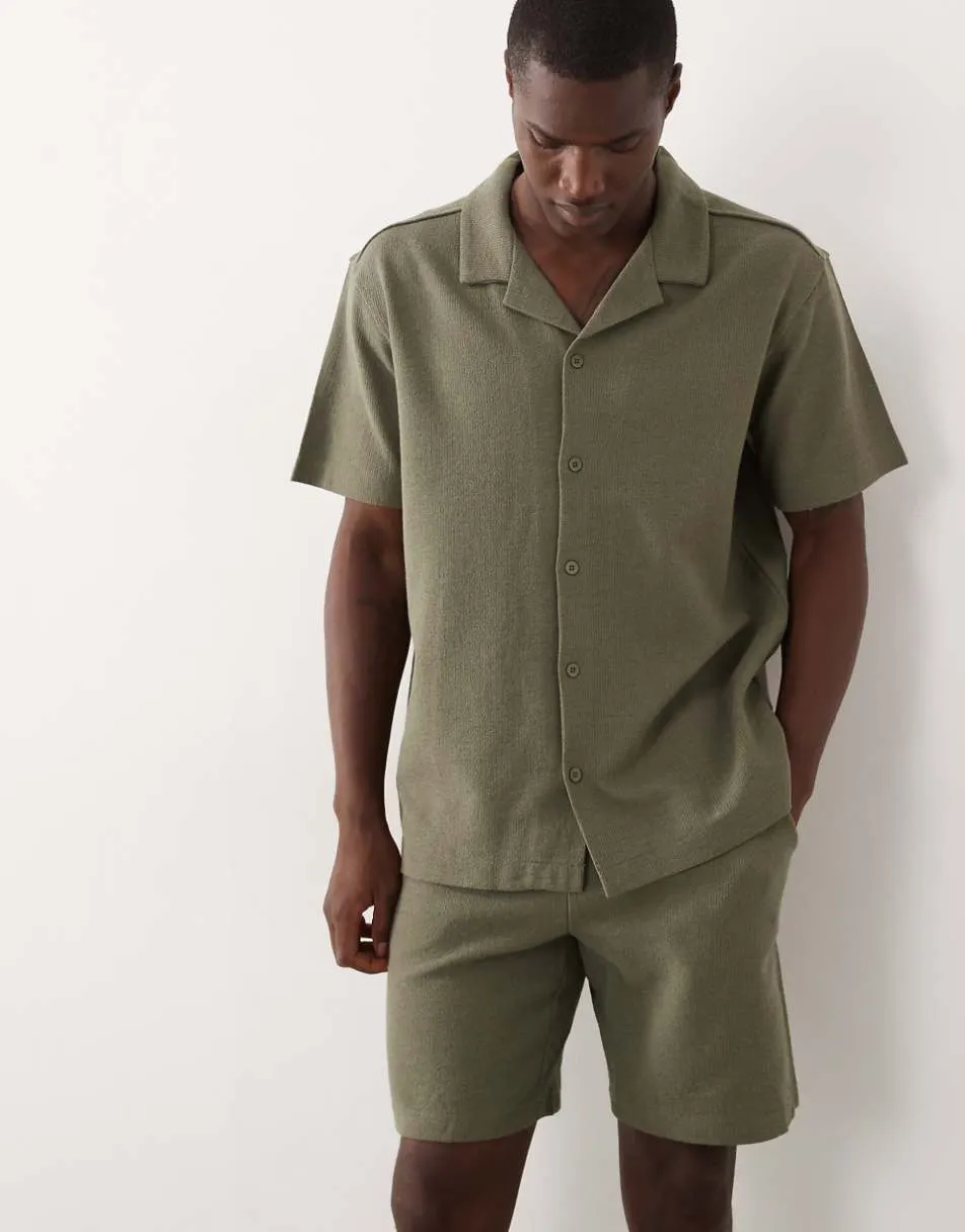 ONLY & SONS regular fit short co-ord in olive