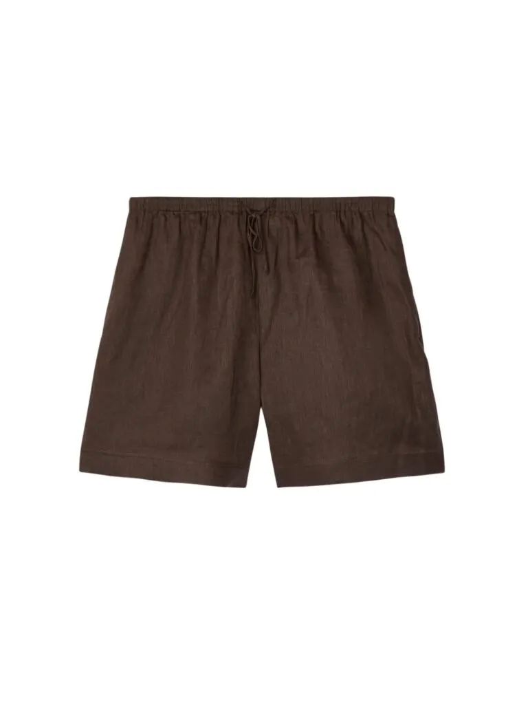 Linen A-Line Shorts - Brun