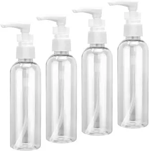Confezione da 4 flaconi con pompa vuoti, flaconi da viaggio trasparenti da 100 ml, flacone con pompa in plastica, dispenser per lozione per trucco,