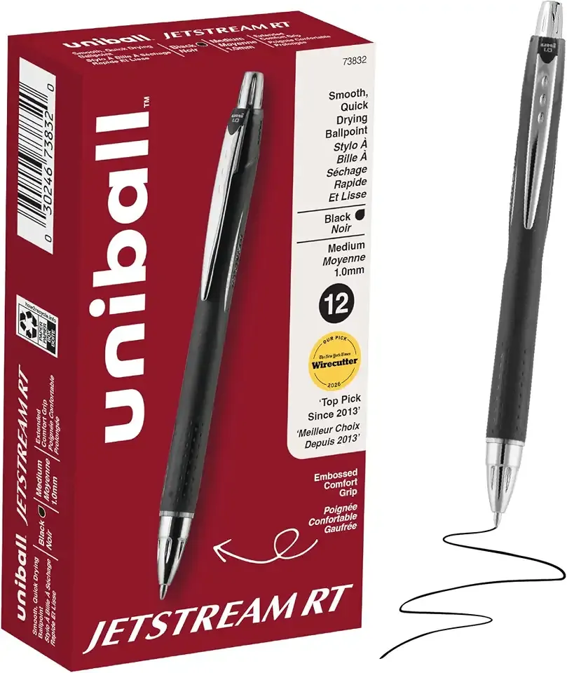 uniball™ Jetstream RT Ballpoint Pens, Black, 1.0mm Medium Point, 12 Count