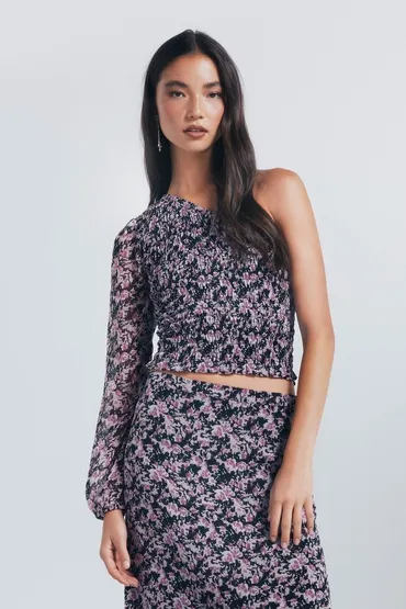 Blusa asimétrica smock