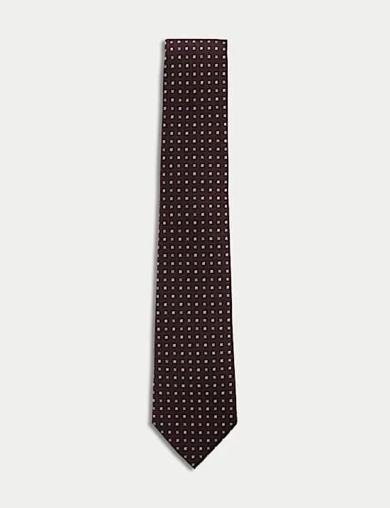 Silk Rich Geometric Tie with Wool