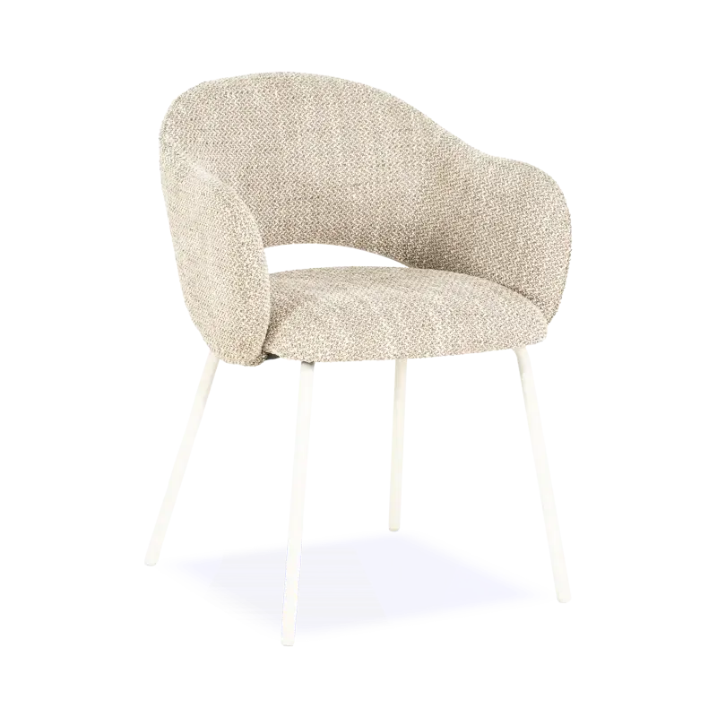 Armstoel Story – stof Tofa Taupe– open rug – poot beige