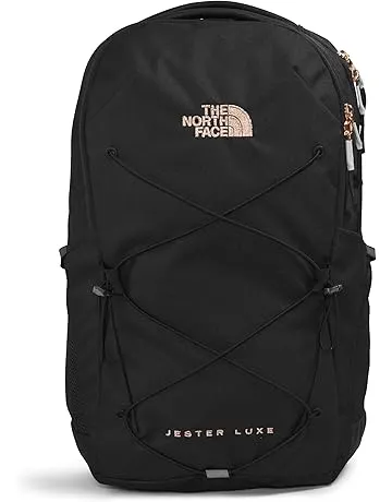 THE NORTH FACE Women's Jester Luxe Everyday Laptop Backpack, TNF Black/Burnt Coral Metallic, One Size