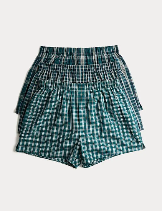 3er-Pack gewebte Boxershorts aus reiner Baumwolle