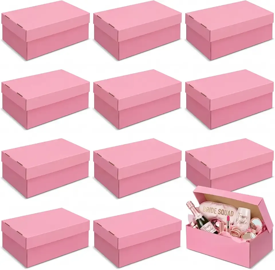 Eersida 12 Pack Graduation Gifts Boxes 11.8 x 6.7 x 4.3 Inch Gift Card Boxes with Lids for Packaging Wrapping Present Congrats Grad Wedding Birthday Holiday Groomsmen Bridesmaid Party Favor(Pink)
