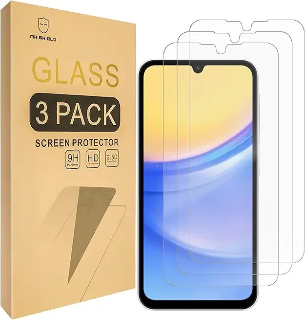 Mr.Shield Screen Protector compatible with Samsung Galaxy A15 5G / 4G [Tempered Glass] [3-PACK] [Japan Glass with 9H Hardness]