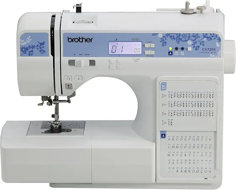 Brother CS7205 Computerized Machine, 150 Built Stitches, 1 Font, Wide Table, 11 Sewing Feet, White