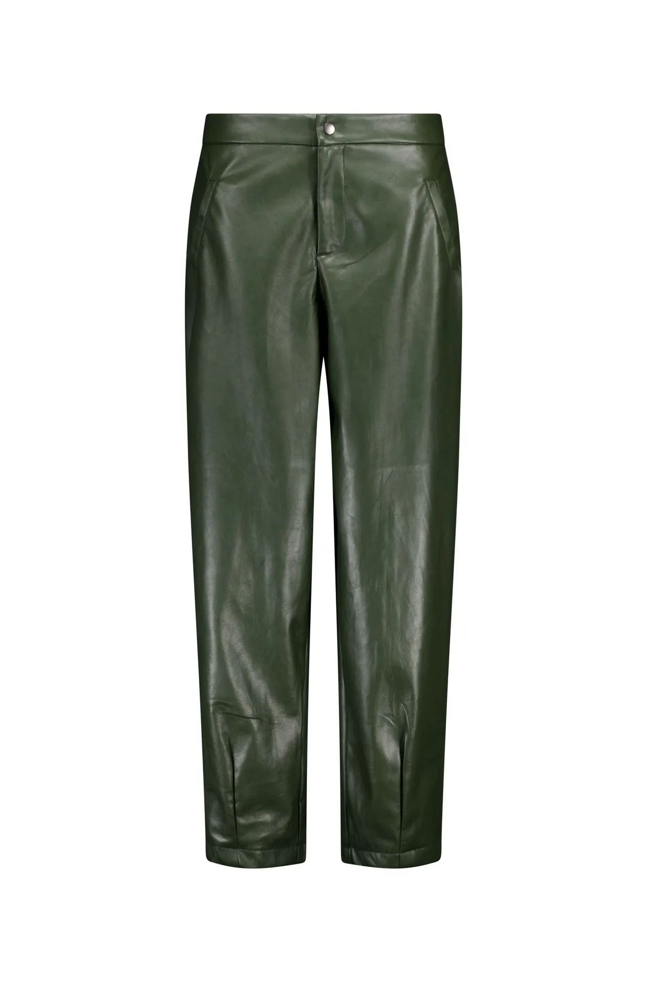 Barrel fit broek | Groen | Imitatieleer