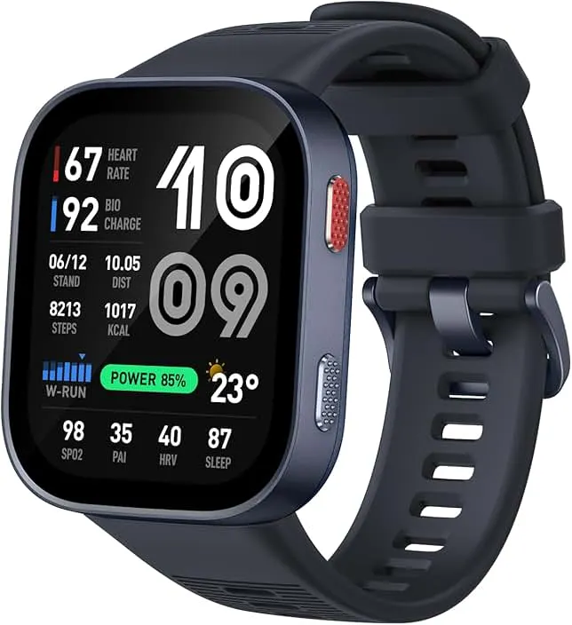 Amazfit Bip Max 50mm Smartwatch, 2.07" AMOLED Display, 20 Days of Battery, GPS, 4GB Storage, Offline Maps, Fitness Tracker, Hybrid Training, 150+ Sports, HYROX Mode, 5 ATM for Android & iPhone, Blue