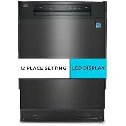 BLACK+DECKER 24" Built-In Dishwasher, 12-Place Setting Capacity with Stainless Steel Tub, Dish Washer with 5 Wash Programs and Smart Wash Cycle, ENERGY STAR Certified, BDW100MB, Black