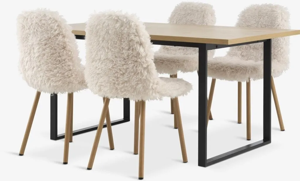 AABENRAA Tavolo L160 rovere caldo + 4 JONSTRUP teddy avorio