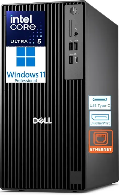 Dell Pro Tower Plus Tower Desktop Computer, Intel Core Ultra 5 235, 32GB RAM, 1TB SSD, Ethernet USB-C DisplayPort, Windows 11 Pro, Business Everyday Use