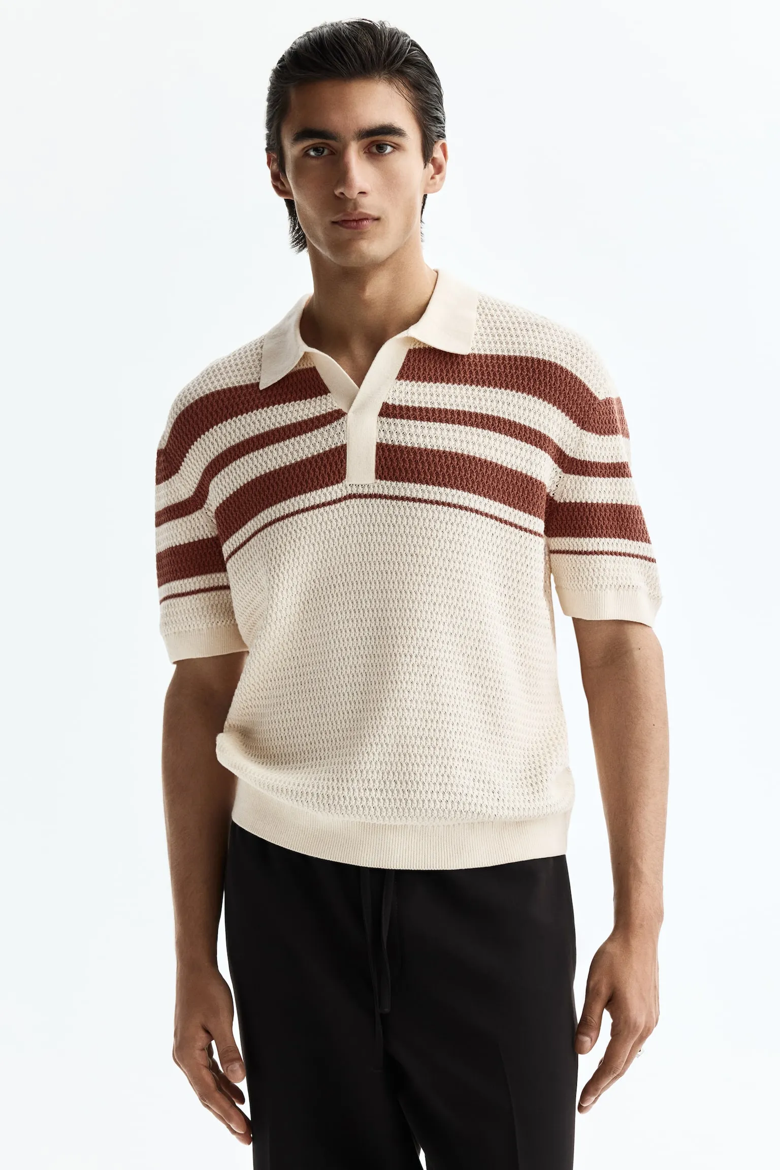Playera polo Regular Fit en tejido pointelle
