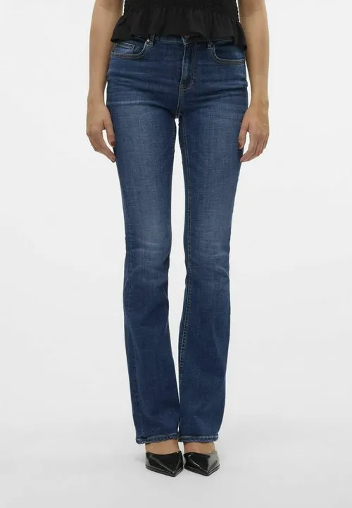 Flared fit VMFLASH Mid rise - Jeans bootcut - dark blue denim