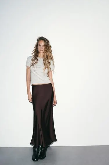 SATIN MIDI SKIRT