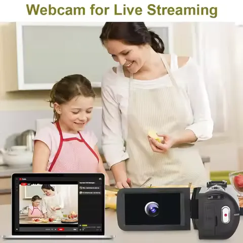 4K Digital Video Camera With WIFI Rotating Touch Screen 16x Zoom 48MP Recorder For Vlogger Live Auto Focus Professional Camera