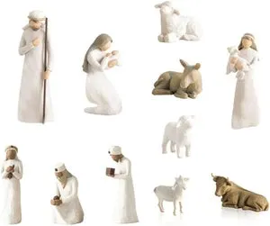 Juego de 10 figuras de belén navideñas, perfectas para belenes y decoraciones navideñas.