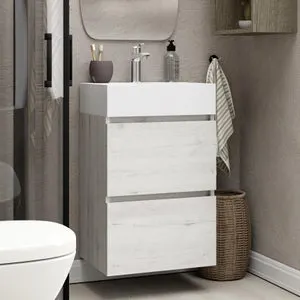Mueble de baño con lavabo Espacio M roble gris mate 45x35 cm