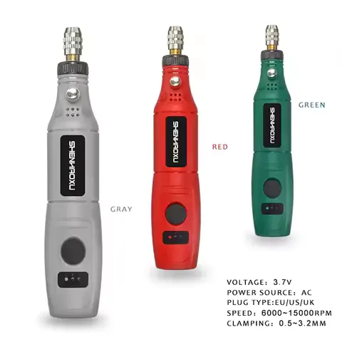 100V~240V Mini Electric Drill Power Tools Multifunctional Grinder 3-Speed Engraving Pen with Grinding Accessories Set for Dremel