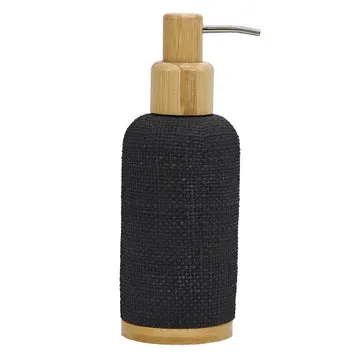 Dispenser Sapone in Poliresina Nero e Bamboo 280 ml