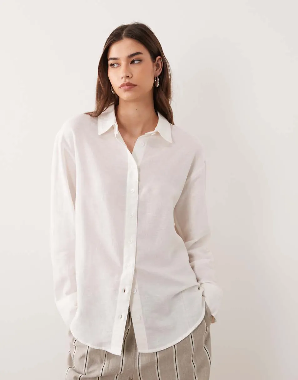 ASOS DESIGN linen blend shirt in white