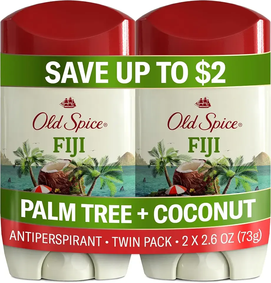 Old Spice Antiperspirant Deodorant for Men, Fiji Scent, 2.6 oz Pack of 2