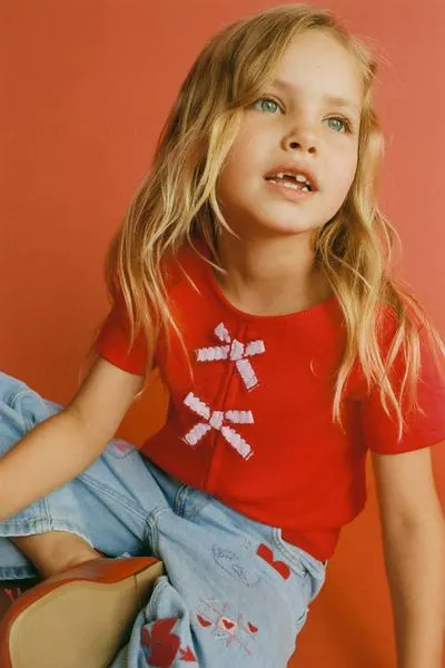 RIB T-SHIRT WITH BOWS