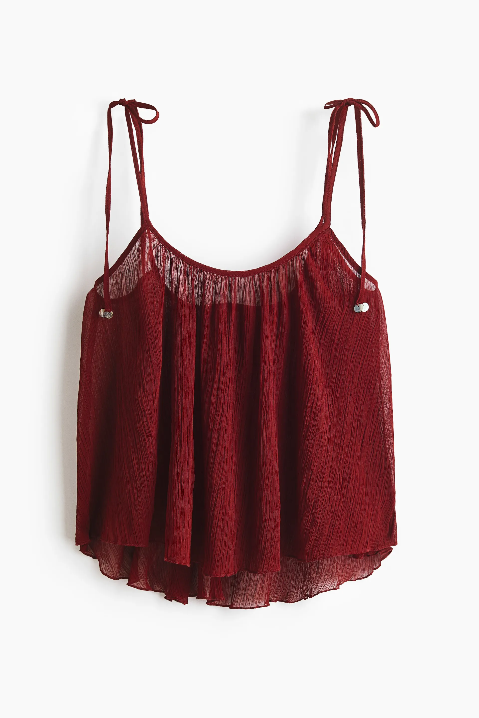 Top playero corrugado con tirantes de lazo