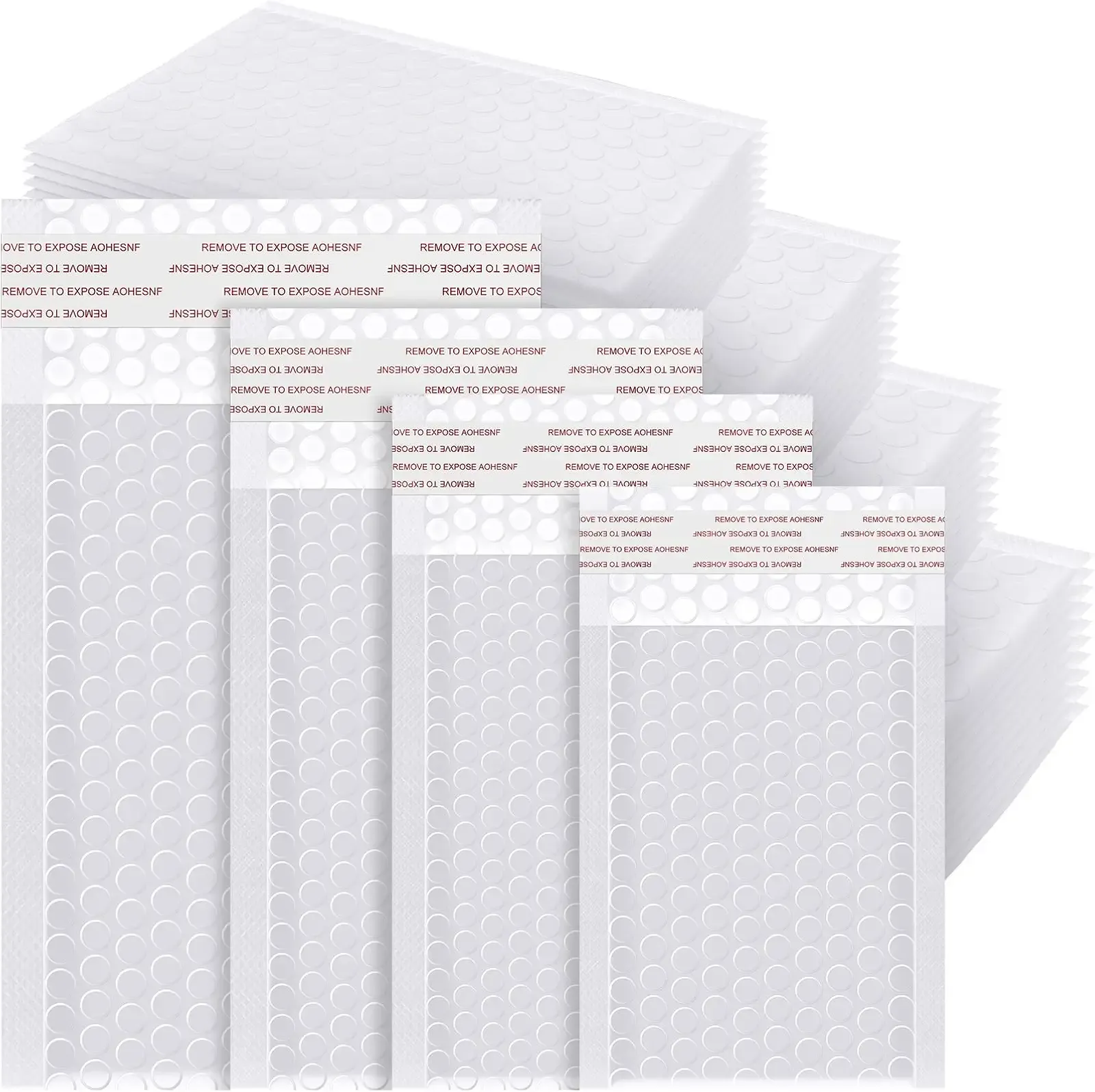 Henoyso 100 Pcs Bubble Mailer 4 Sizes Self Adhesive Waterproof Padded Envelopes Cushioning Seal Bubble Shipping Envelopes for Mailing Packaging Small Business Packing Supplies (White)
