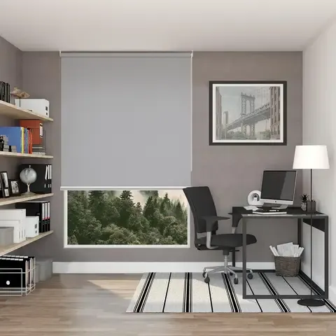 Cortina Roller Blackout Fiber Gris 80 x 120 cm