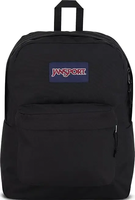 JanSport SuperBreak One Backpacks - Durable, Lightweight Bookbag with 1 Main Compartment, Front Utility Pocket with Built-in Organizer - Premium Backpack, Black | Compact Rucsack, Lightweight Daypack for Travel with Padded Straps and Waterbottle Pocket
