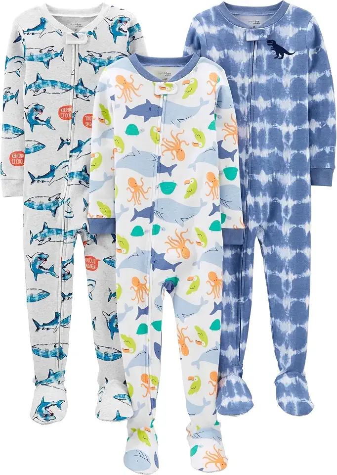 Baby Boys 3 pack Snug Fit Footed Cotton Pajamas