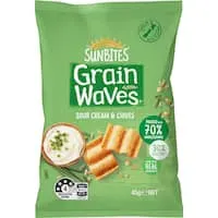 sunbite grain waves wholegrain chips sour cream & chives 45g