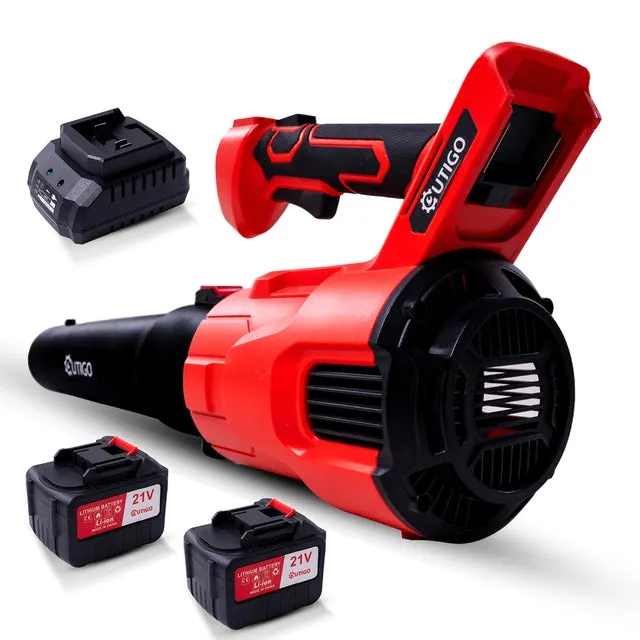 Soffiatore per foglie OUTIGO, potente soffiatore per foglie senza fili. 2 batterie da 4500 mAh, 3 velocità, motore da 600 W, 360 CFM per foglie.
