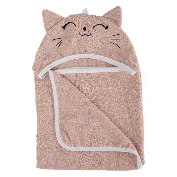 ručnik 110x75 cm, sa kapuljačom, Mačka pink
