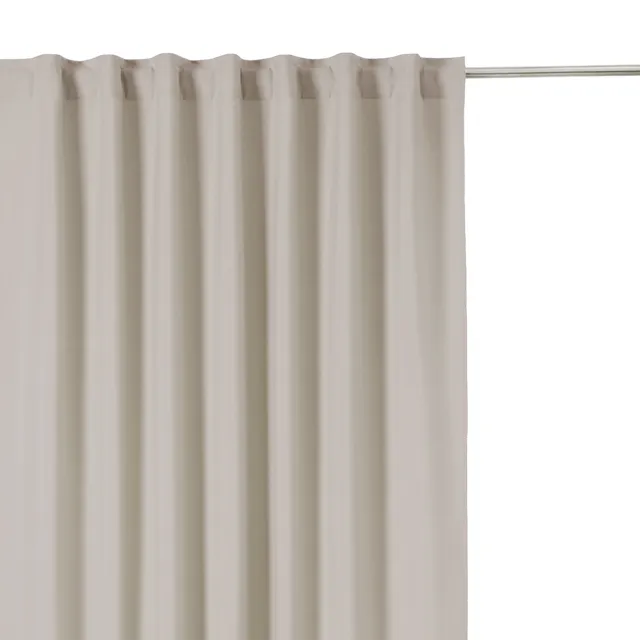 Cortina cinta fruncida, trabillas opaca Annalise terciopelo poliéster de 200x280cm INSPIRE liso beige.