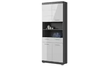 Hochschrank SCHLOONSEE, Breite 74cm, 4 Türen, 1 Schubkasten, 2 offene Fächer, MDF-Front, in verschiedenen Farben erhältlich, Badmöbel, Badschrank, Schrank, Bad Schloonsee