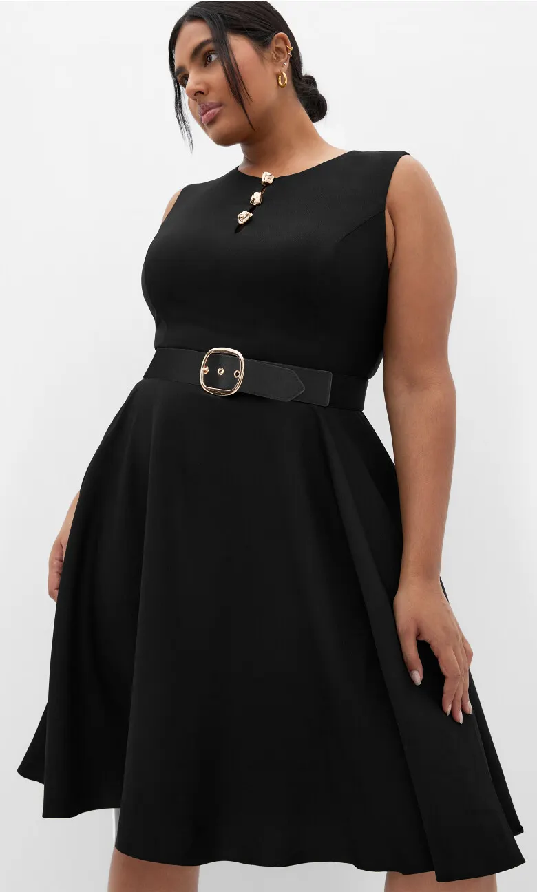 Vivienne Sleeveless Skater Dress - black