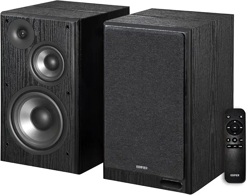 Edifier R2750DB MKII Powered Bookshelf Speakers, 144W 3-Way Active Studio Monitor with Sub Out, Hi-Res Audio, Bluetooth 6.0 with LDAC, HDMI/Optical/Coaxial for Turntable, PC, Home Audio - Black
