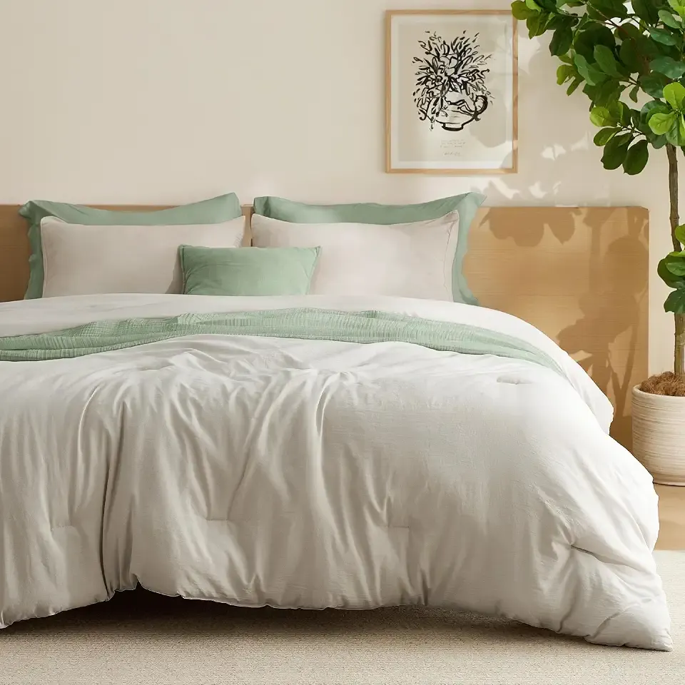 Bedsure Queen Comforter Set, Beige Soft Prewashed Bedding for All Seasons, 3 Pieces GentleSoft™ Bed Set, 1 Lightweight Comforter (90"x90") and 2 Pillowcases (20"x26")