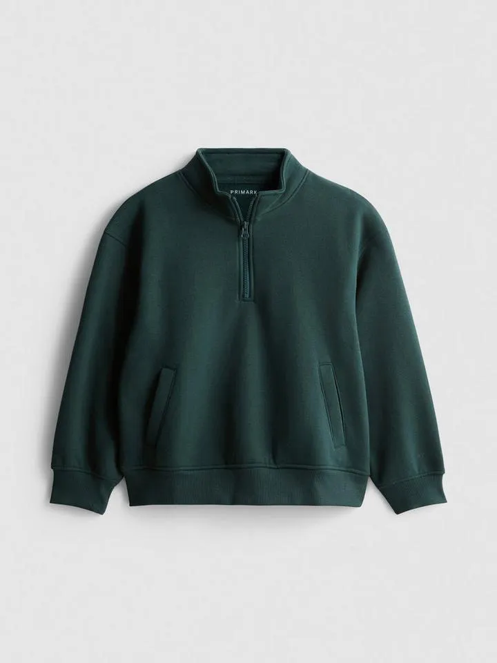 7–15 ans | Sweat-shirt en coton à col zippé
