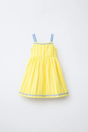 PRINTED DRESS WITH CONTRAST RUCHING